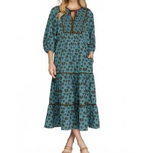 NEW STYLE U amelia tiered midi dress in teal